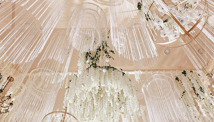 luxury decorated place ceiling for wedding reception