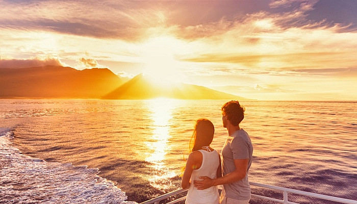 Couple on sunset cruise