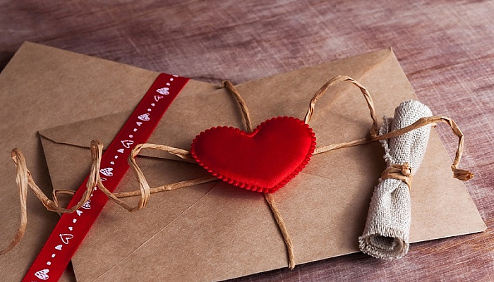 .Envelope with red hearts