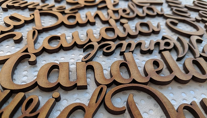 names and letters made of wood